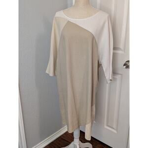 For Cynthia Linen Blend Midi Dress Lagenlook Minimalist Artsy Size Large